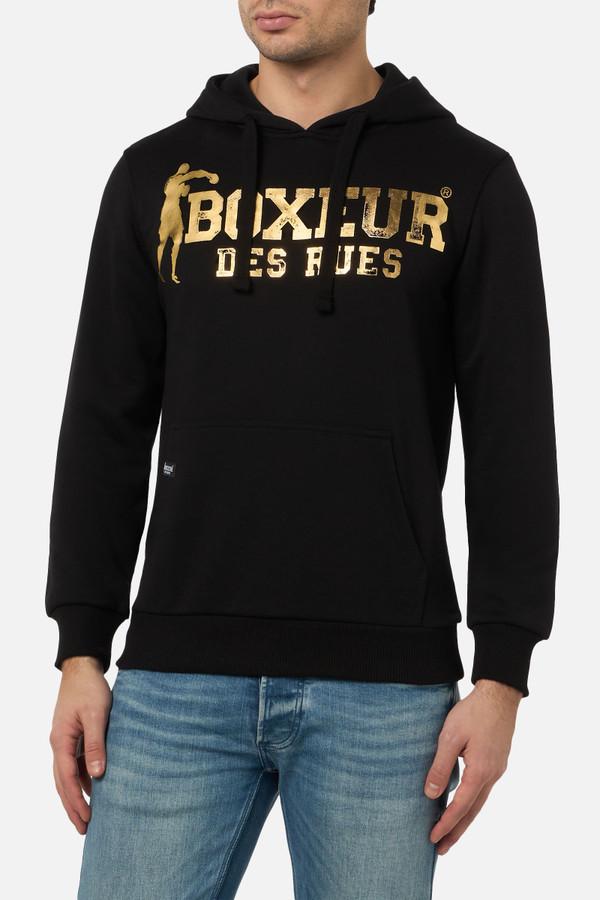 Black And Gold Logo Hoodie Sweatshirt Black-Gold