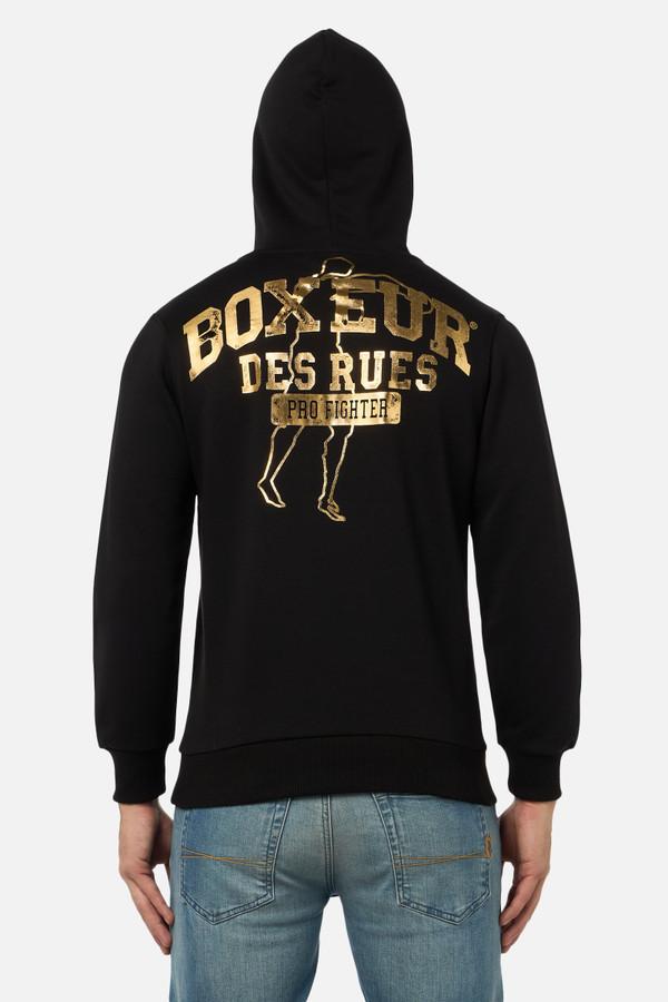 Black And Gold Logo Hoodie Sweatshirt Black-Gold