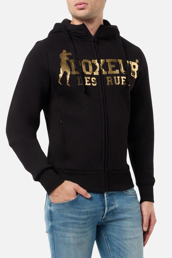 Black And Gold Full Zip Hoodie Sweatshirt Black-Gold