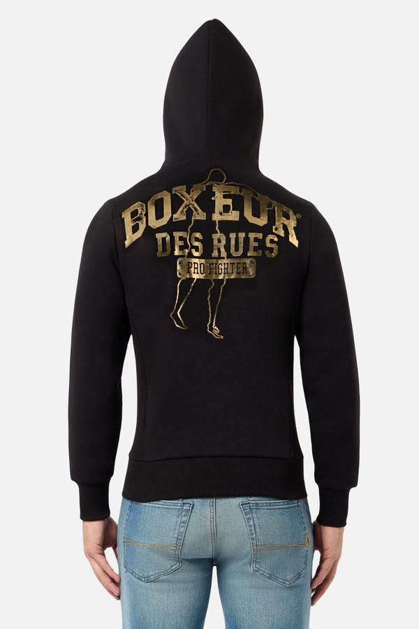 Black And Gold Full Zip Hoodie Sweatshirt Black-Gold