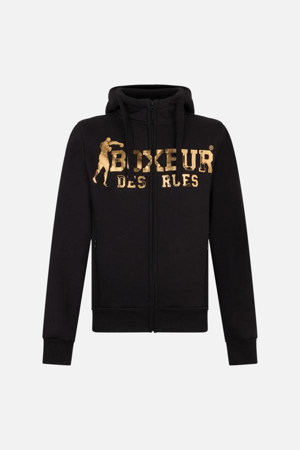 Black And Gold Full Zip Hoodie Sweatshirt Black-Gold
