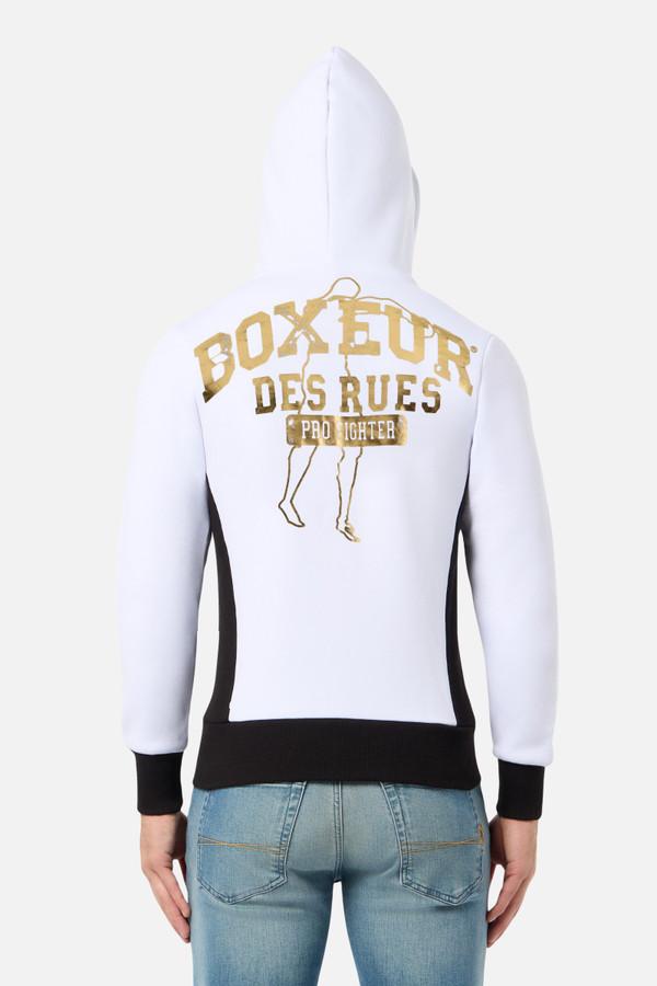 White And Gold Full Zip Hoodie Sweatshirt White-Gold