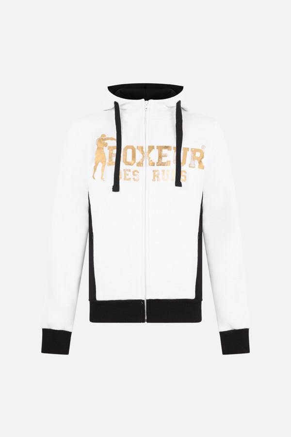 White And Gold Full Zip Hoodie Sweatshirt White-Gold