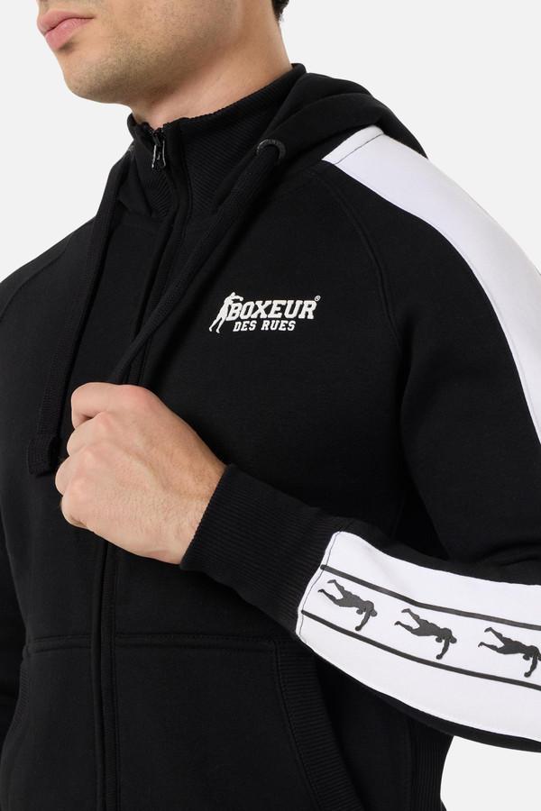 Black Hoodie Sweatshirt With Contrast Inserts Black