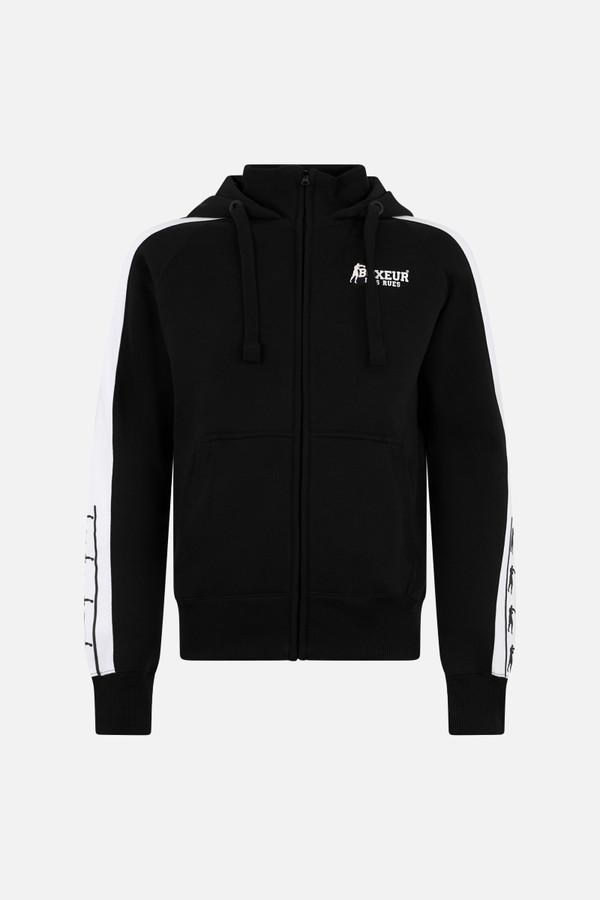 Black Hoodie Sweatshirt With Contrast Inserts Black