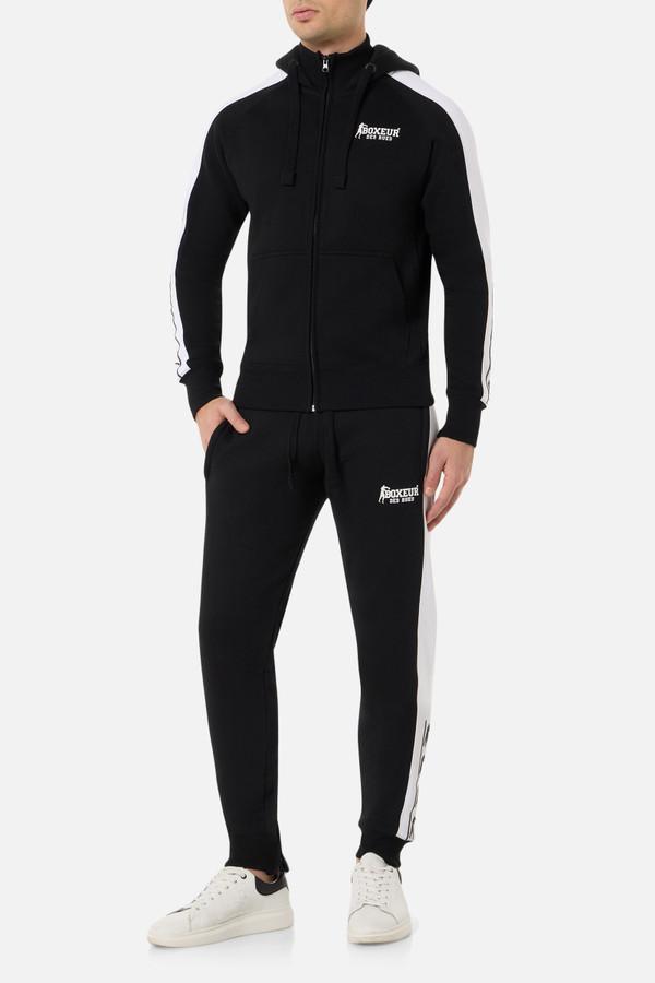 Black Hoodie Sweatshirt With Contrast Inserts Black