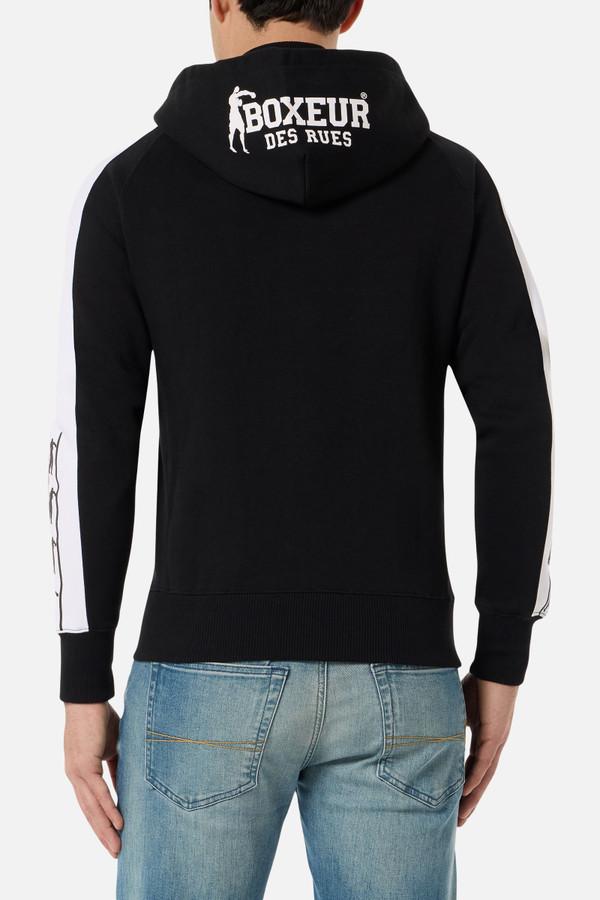 Black Hoodie Sweatshirt With Contrast Inserts Black