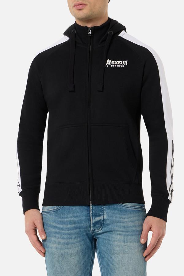 Black Hoodie Sweatshirt With Contrast Inserts Black