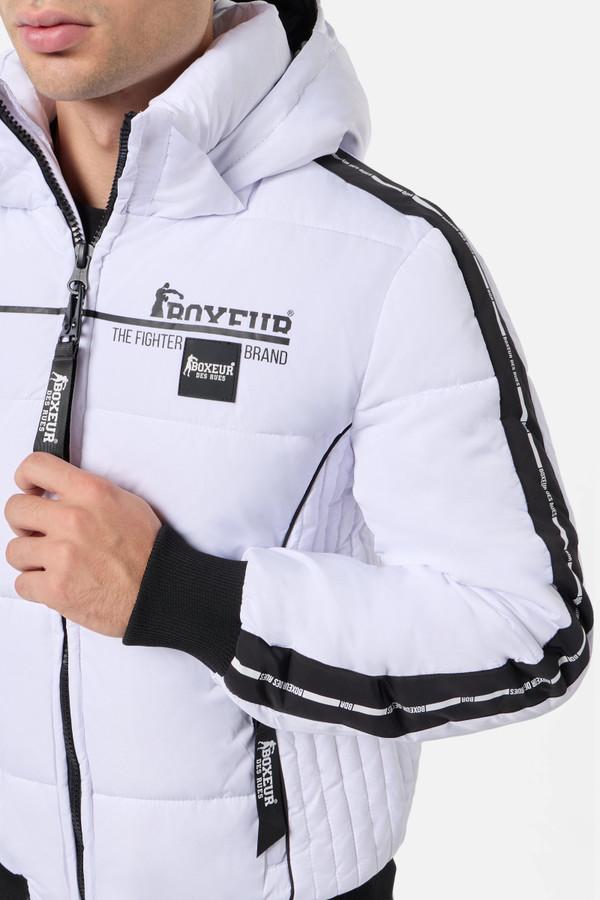 White Padded Jacket With Contrast Insert White