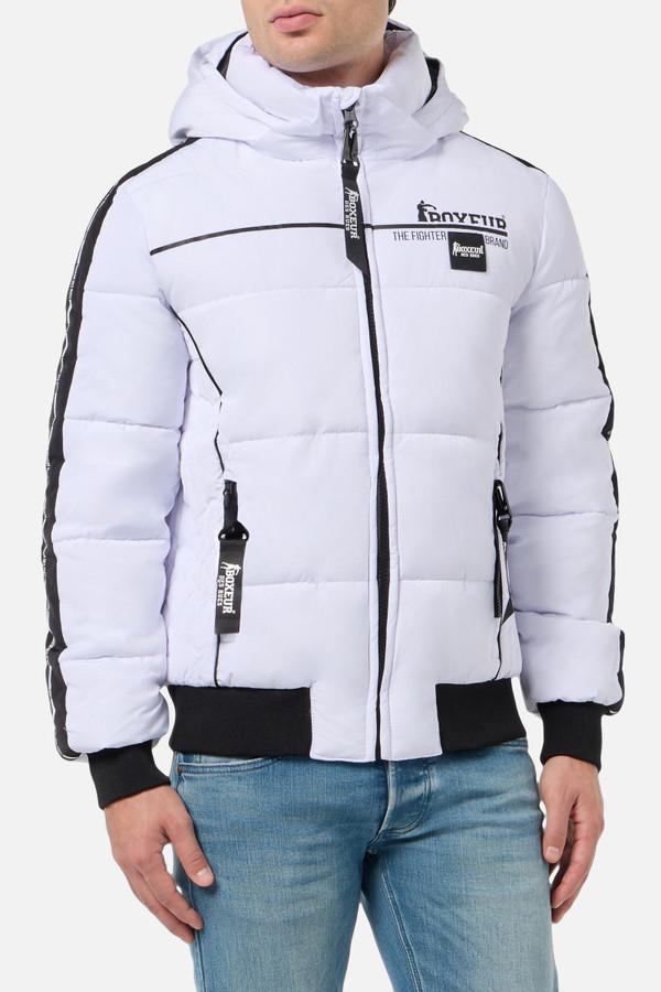 White Padded Jacket With Contrast Insert White