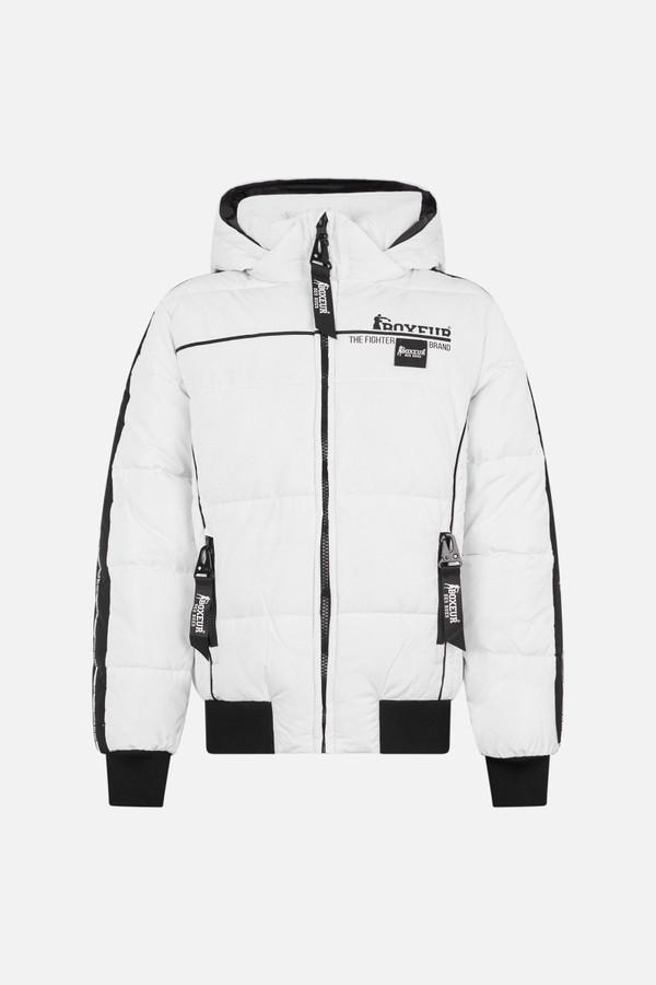 White Padded Jacket With Contrast Insert White
