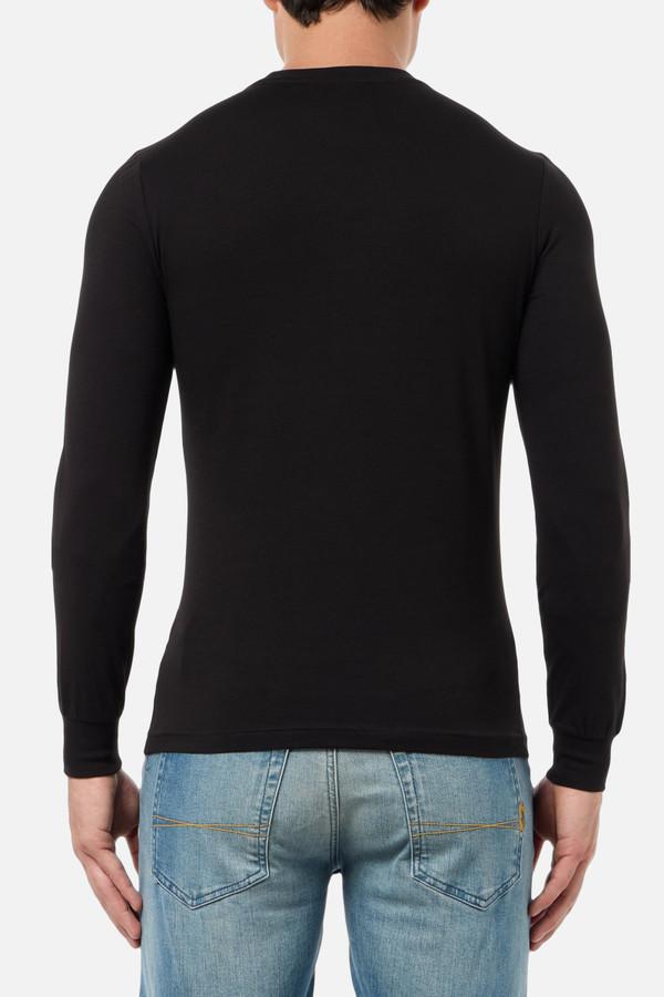 T-Shirt Nera A Manica Lunga Con Stampe Oro