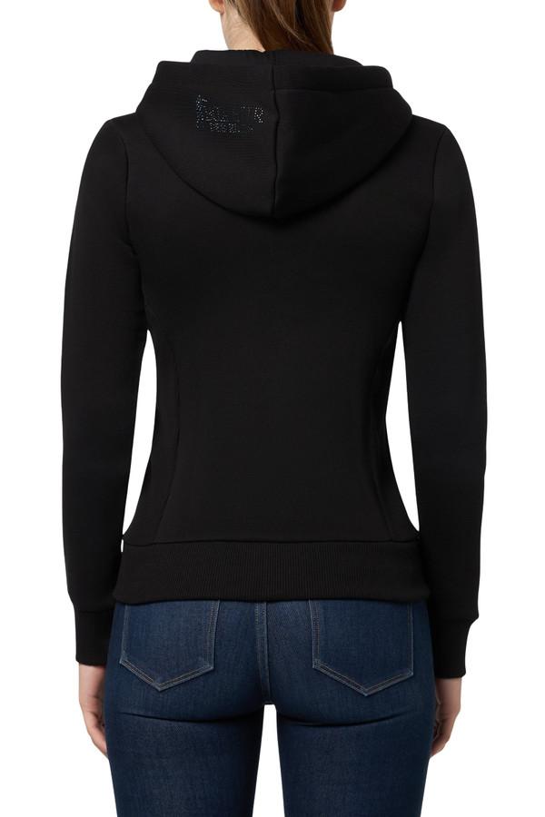 Felpa Logo Nera Con Cappuccio E Zip