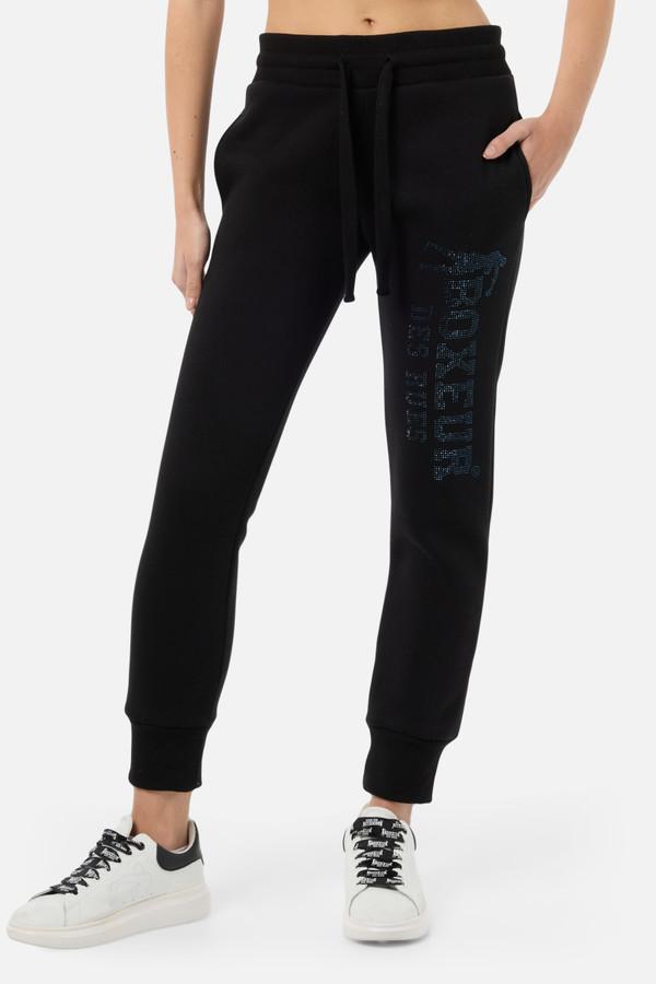Black Long Pant With Rhinestone Black