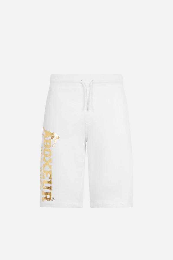 White Shorts With Gold Logo White-Gold
