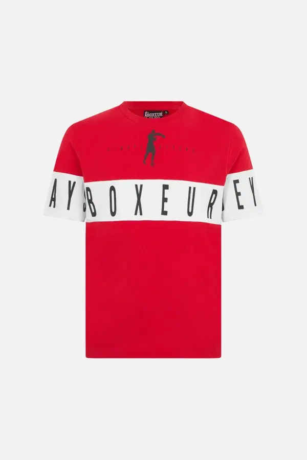 T-Shirt Rossa Con Inserti A Contrasto