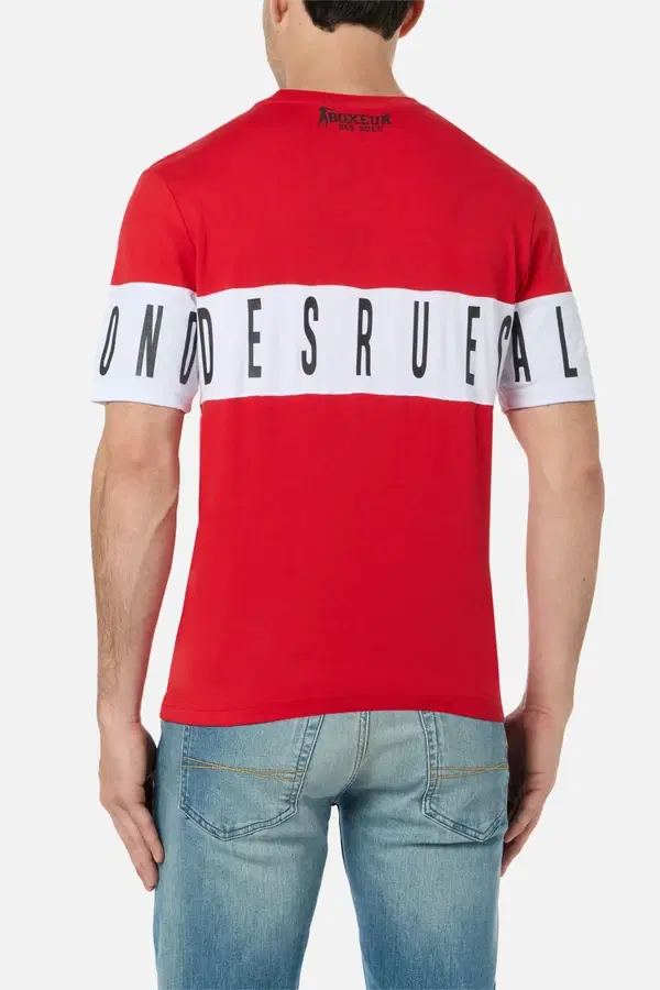 T-Shirt Rossa Con Inserti A Contrasto