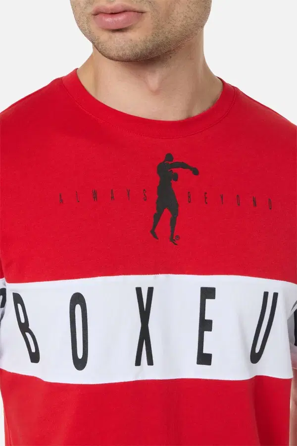 T-Shirt Rossa Con Inserti A Contrasto