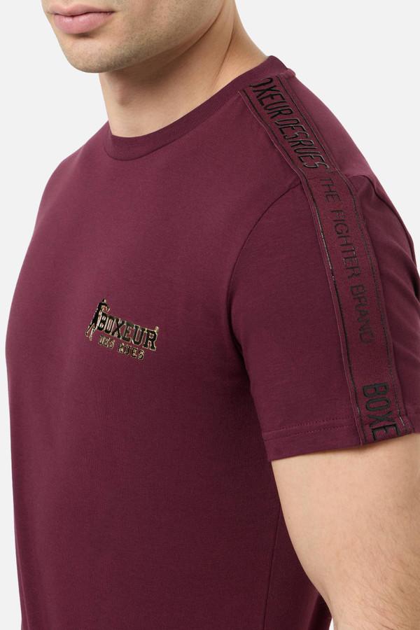 Burgundy T-Shirt With Printed Tape Bordeaux