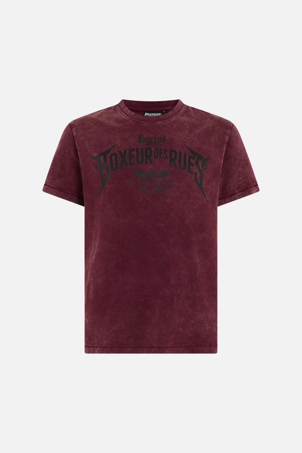 T-Shirt In Stile Vintage Bordeaux Acid