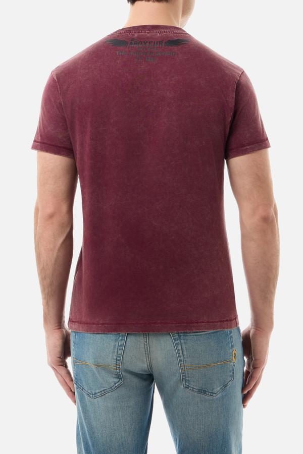 T-Shirt In Stile Vintage Bordeaux Acid