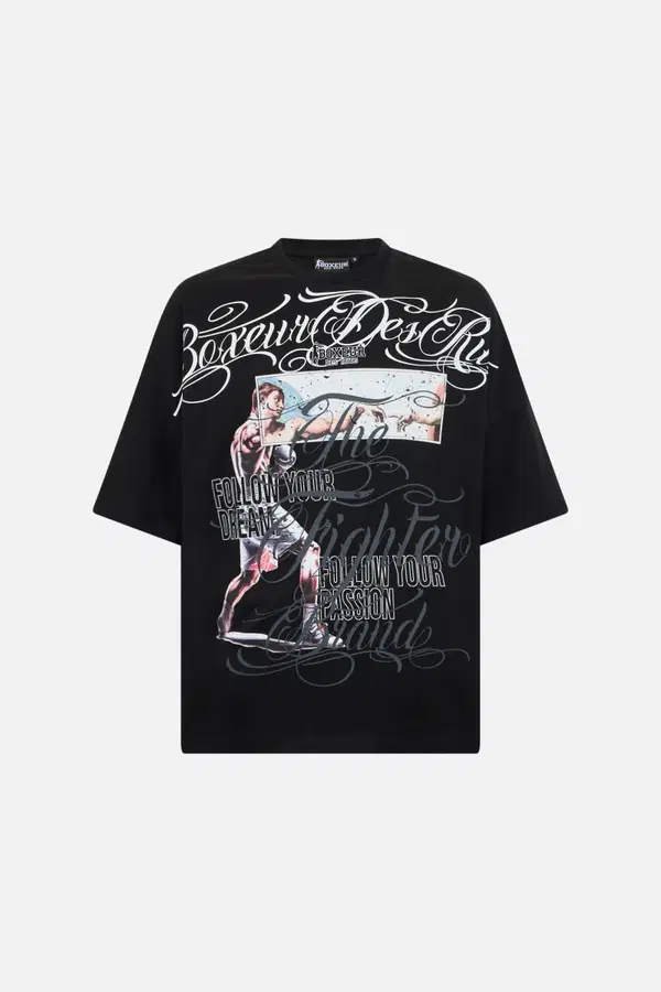 Chicano Style Graphic Over T-Shirt Black