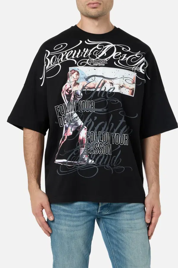 Chicano Style Graphic Over T-Shirt Black