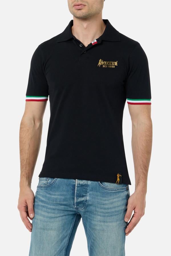 Flag Italy Black Polo Shirt Black