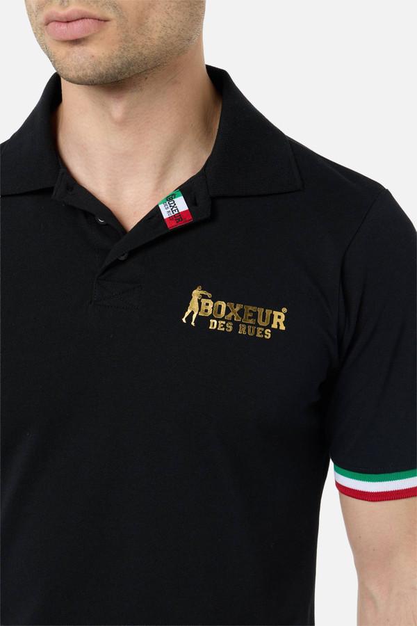 Flag Italy Black Polo Shirt Black