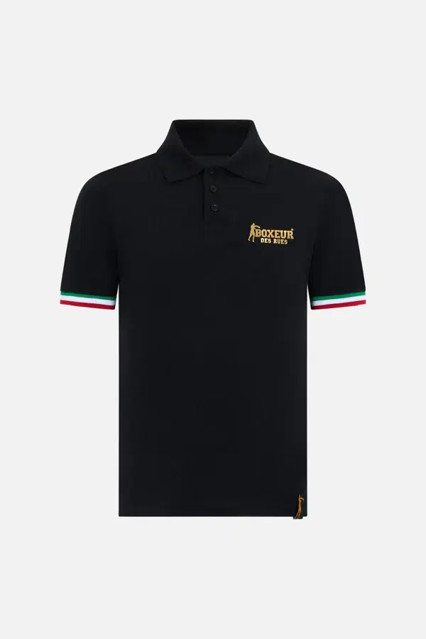 Flag Italy Black Polo Shirt Black