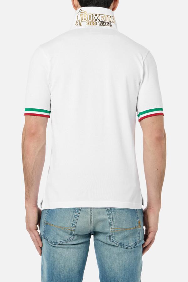 Polo Bianca Con Bandiera Italiana