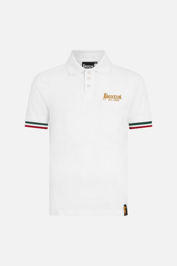 Polo Bianca Con Bandiera Italiana