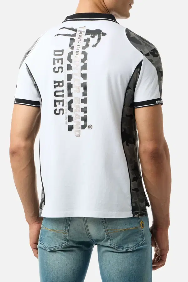 Polo Bianca Con Camouflage Grey Camou