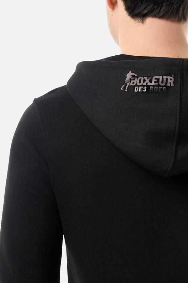 Felpa Logo Nera Con Cappuccio E Zip