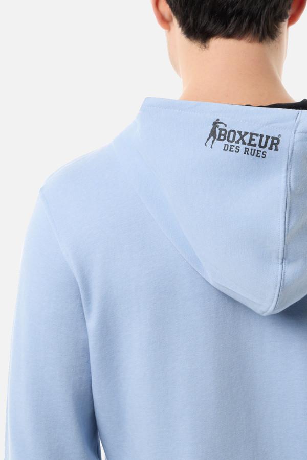 Felpa Logo Azzurra Con Cappuccio E Zip