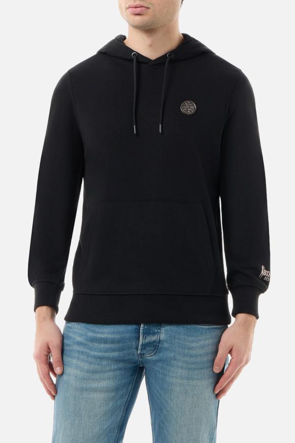 Felpa Nera Con Cappuccio
