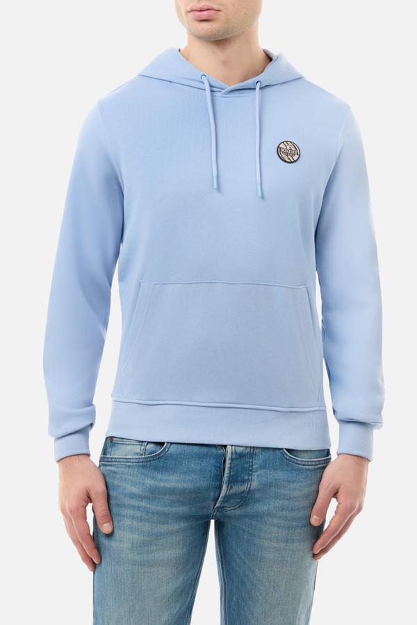 Felpa Azzurra Con Cappuccio