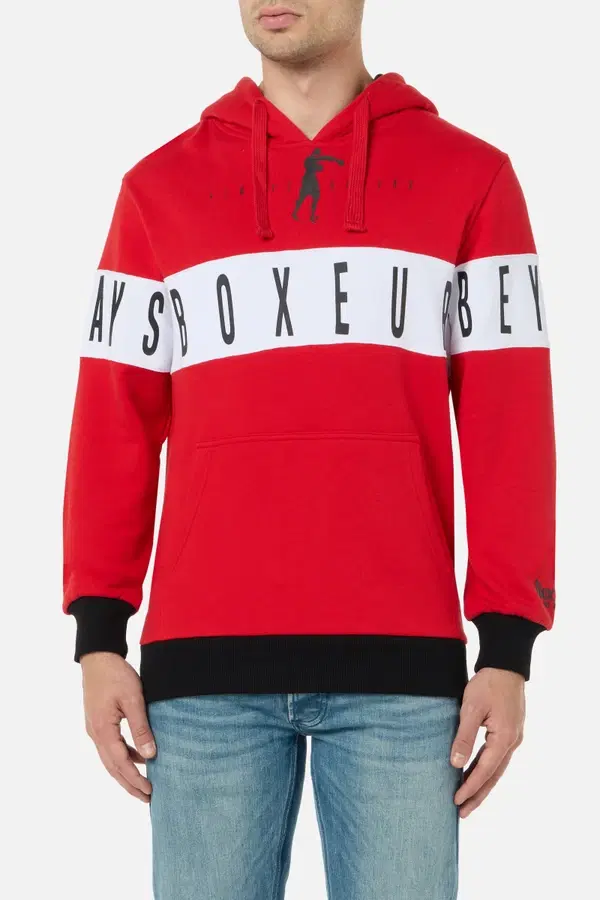 Red Sweatshirt With Contrast Band Red