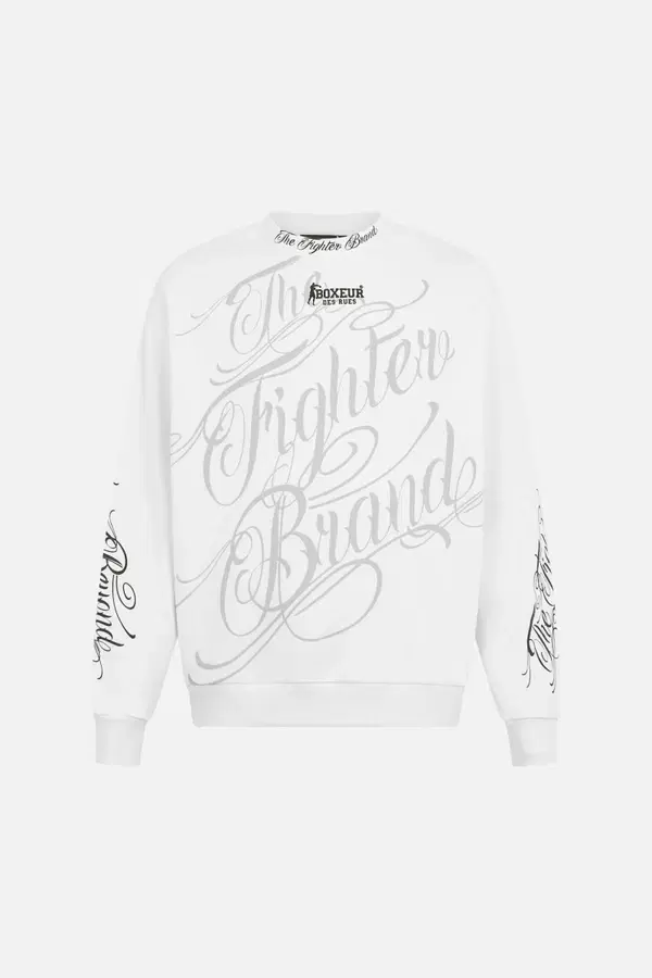 Felpa Giro Collo Graficata In Stile Chicano White