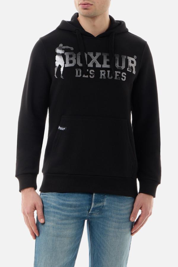 Felpa Logo Con Cappuccio Black-Titanium