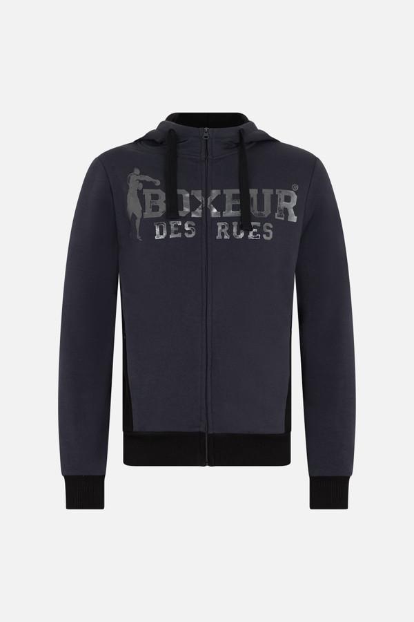 Felpa Logo Anthracite-Titanium Con Cappuccio E Zip