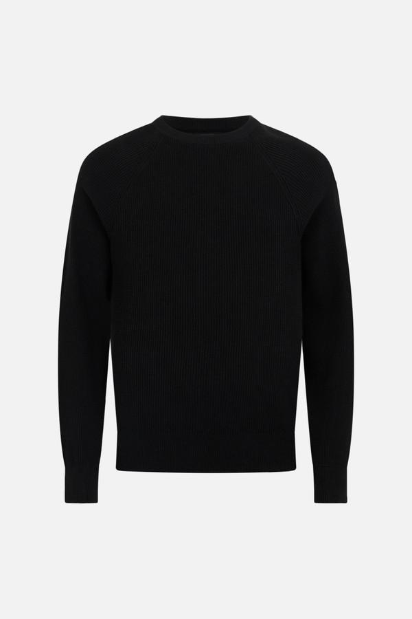 Textured Crew Knit Black Jumper Black