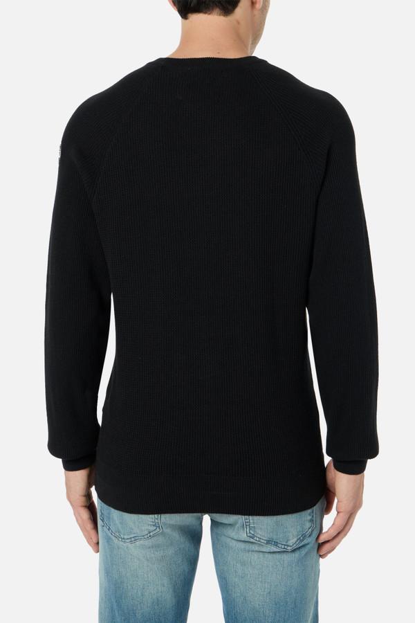 Textured Crew Knit Black Jumper Black
