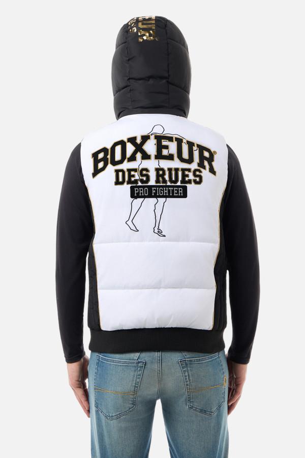 Gilet Bianco Imbottito Logato Con Dettagli Oro