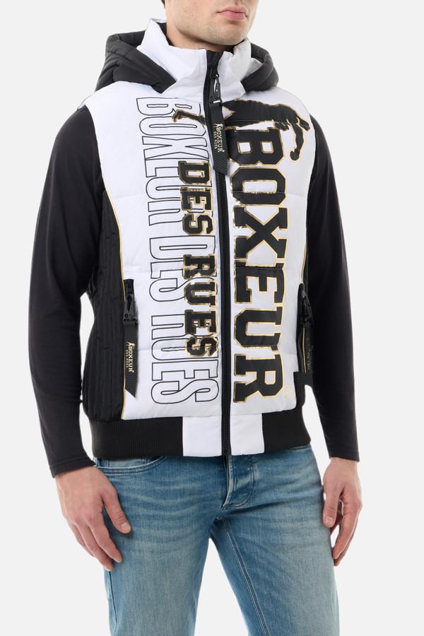 Gilet Bianco Imbottito Logato Con Dettagli Oro