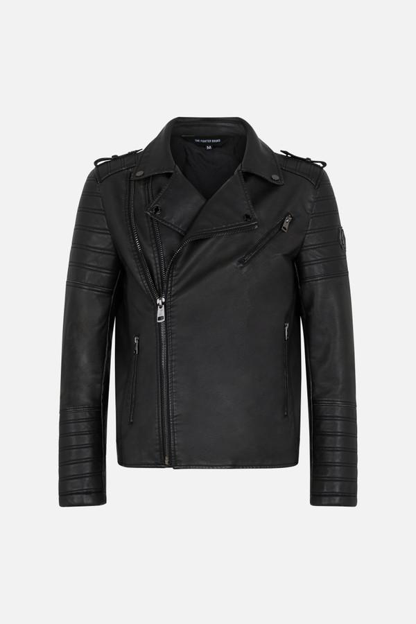 Giacca Biker Nera In Ecopelle Vintage