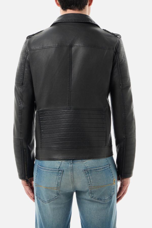 Giacca Biker Nera In Ecopelle Vintage