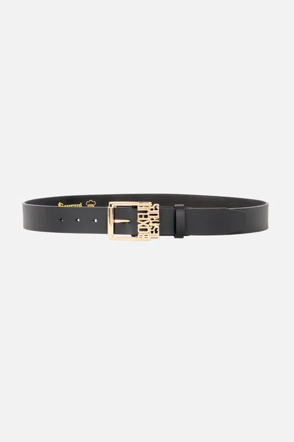 Logo Buckle Belt Black-Gold