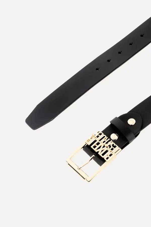 Logo Buckle Belt Black-Gold