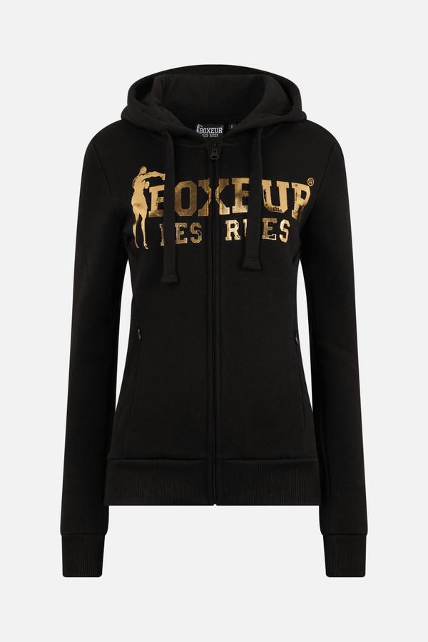 Logo Black Zip Hoodie Black-Gold